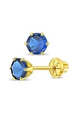 delightful tiny gold round September simulated birthstone baby earrings